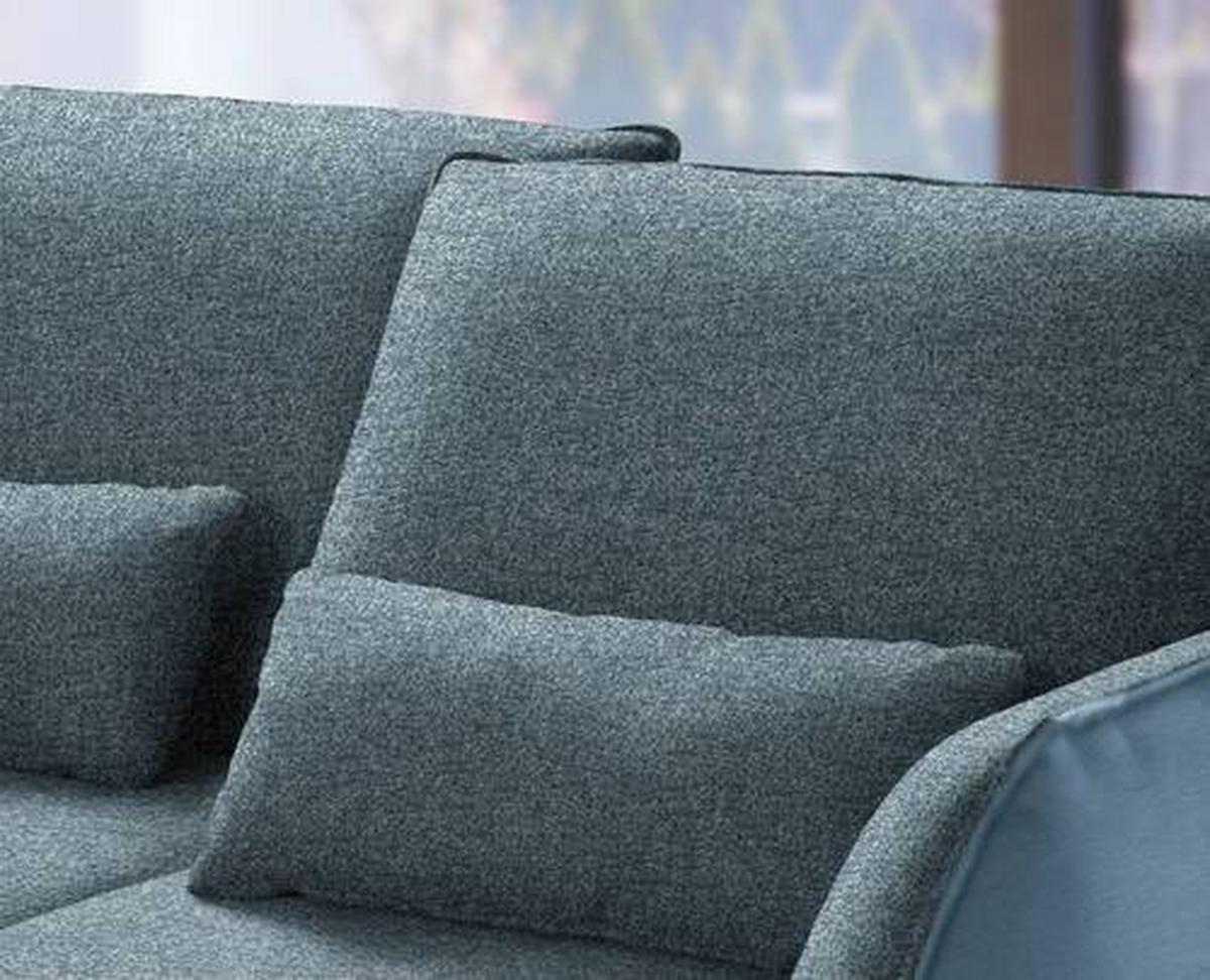 ECKSOFA in Flachgewebe Blau  - Blau/Schwarz, Design, Textil/Metall (250/310cm) - Moderano