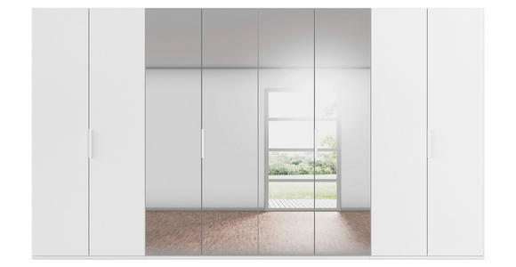 DREHTÜRENSCHRANK 400/223/61 cm,  in Weiß, 8-türig  - Weiß, Basics, Glas/Holzwerkstoff (400/223/61cm) - Novel