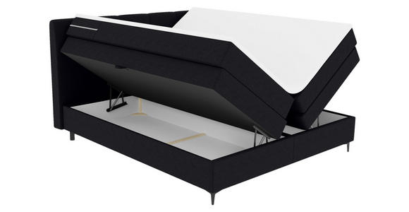 BOXSPRINGBETT 180/200 cm  in Schwarz  - Schwarz, KONVENTIONELL, Textil/Metall (180/200cm) - Carryhome