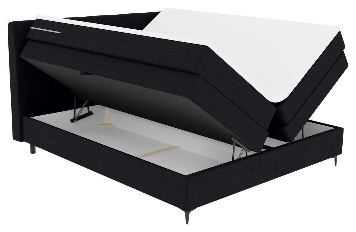 BOXSPRINGBETT 180/200 cm  in Schwarz  - Schwarz, KONVENTIONELL, Textil/Metall (180/200cm) - Boxxx