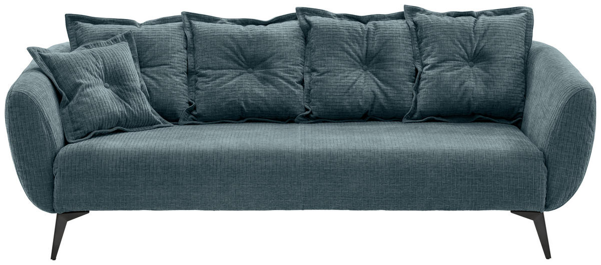 3-SITZER-SOFA  in Mikrofaser Blau  - Blau/Schwarz, MODERN, Textil/Metall (236/94/103cm) - Livetastic