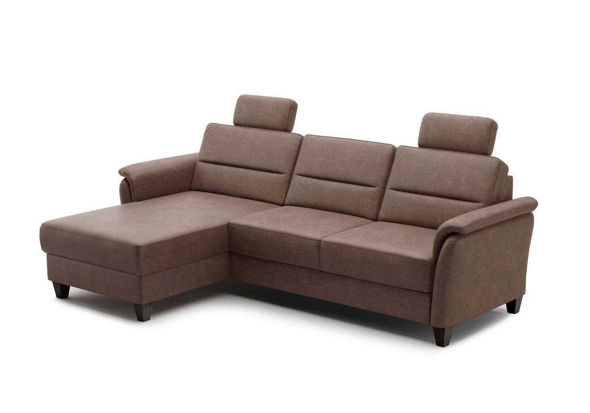 ECKSOFA PALMERA V Haselnussfarben Mikrofaser  - Wengefarben/Haselnussfarben, KONVENTIONELL, Holz/Textil (163/244cm) - Sit & More