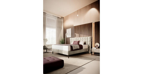 BOXSPRINGBETT 180/200 cm in Beige - Beige/Schwarz, Design, Holz/Holzwerkstoff (180/200cm) - Esposa