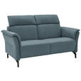 2-SITZER-SOFA Graublau Echtleder  - Graublau/Schwarz, KONVENTIONELL, Leder/Metall (178/103/92cm) - Dieter Knoll