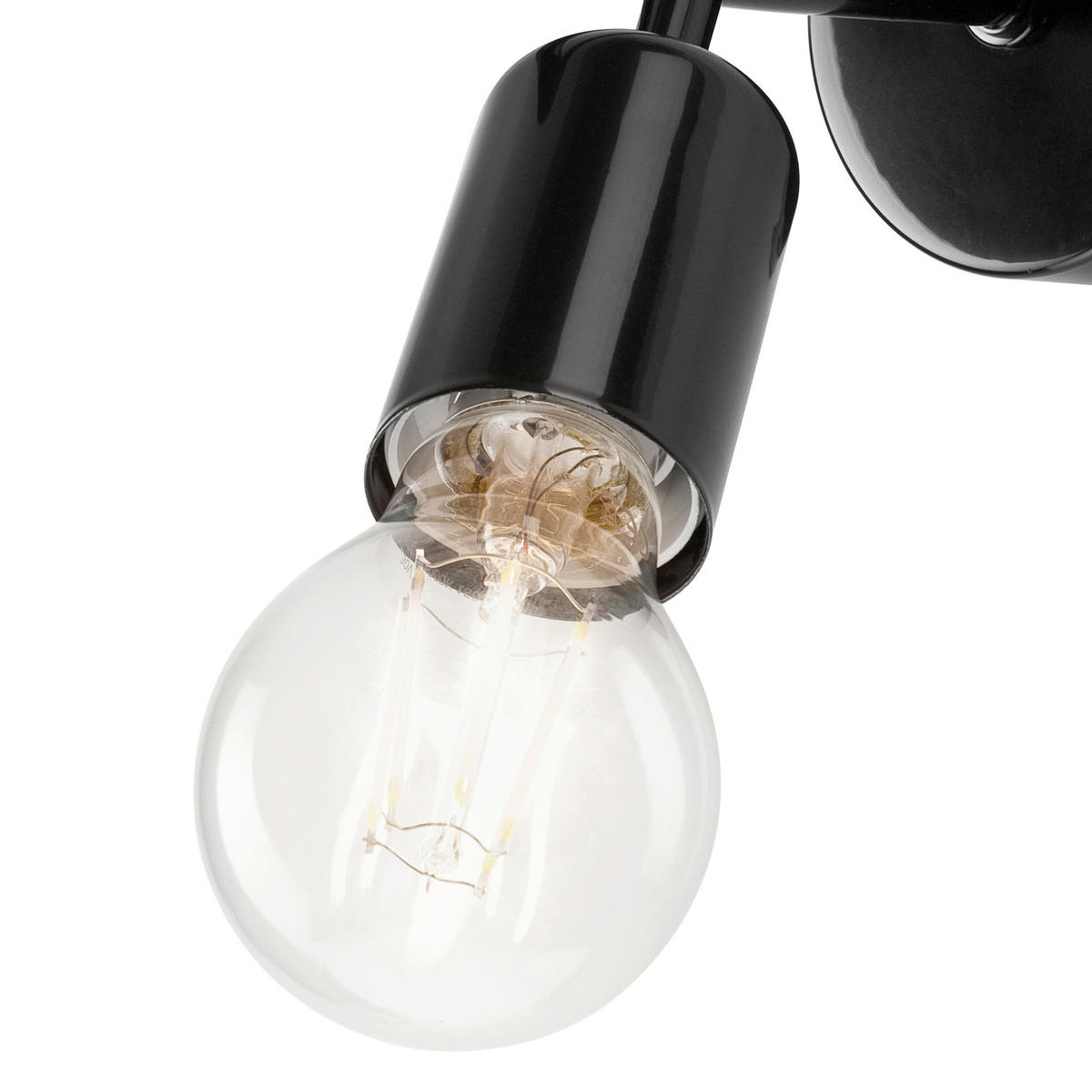 WANDLEUCHTE 8/18 cm   - Schwarz Hochglanz, Natur, Metall (8/18cm)