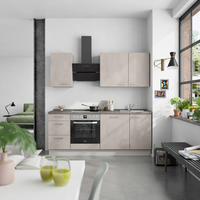 KÜCHENBLOCK Riva 210 cm  in Grau, Schieferfarben  - Schieferfarben/Edelstahlfarben, MODERN, Holzwerkstoff/Metall (210cm) - Nobilia