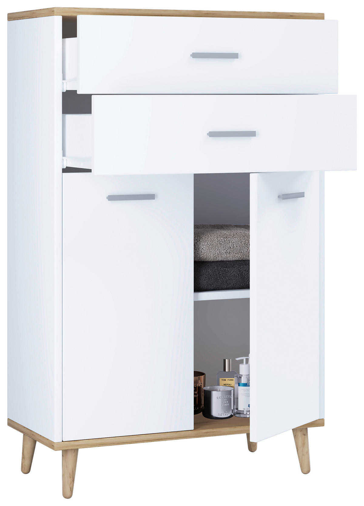 HIGHBOARD  in 60/97/28 cm  - Honigeiche/Weiss, Modern, Holzwerkstoff/Metall (60/97/28cm) - MID.YOU