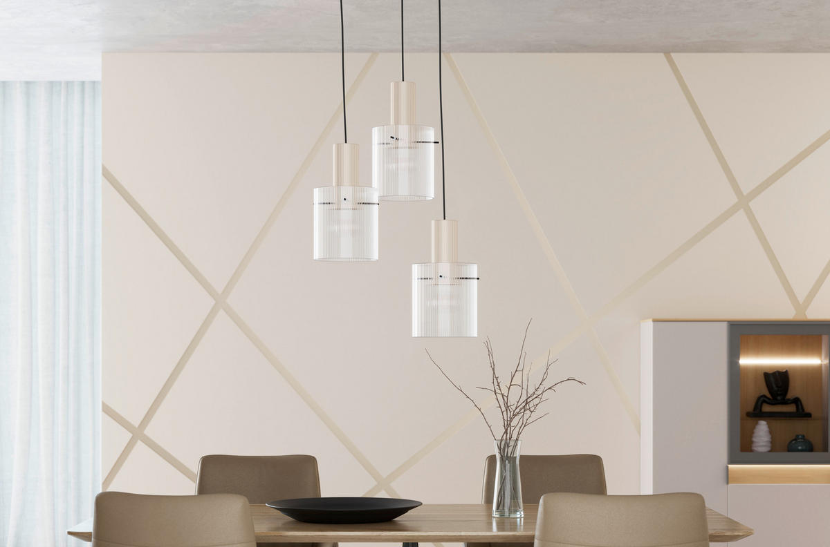 HÄNGLAMPA 48/150 cm  - beige/transparent, Klassisk, metall/glas (48/150cm) - Dieter Knoll