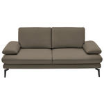 2,5-SITZER  in Echtleder Greige   - Greige/Schwarz, Design, Leder/Metall (196/86/104cm) - Dieter Knoll