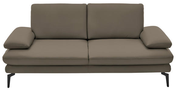 2,5-SITZER  in Echtleder Greige   - Greige/Schwarz, Design, Leder/Metall (196/86/104cm) - Dieter Knoll