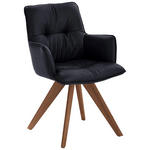 ARMLEHNSTUHL  inklusive Armlehnen, Gestellauswahl  Echtleder  - Nussbaumfarben/Dunkelblau, Design, Leder/Holz (59/89/63cm) - Dieter Knoll