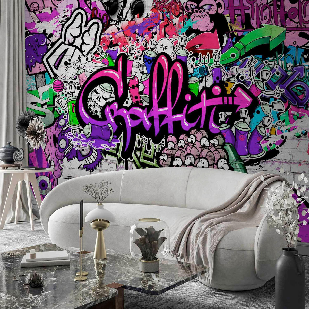 FOTOTAPETE  - Violett/Grün, LIFESTYLE, Textil (250/175cm) - artgeist