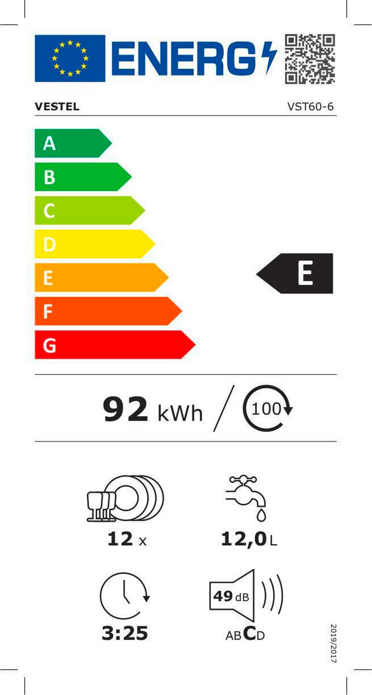 GESCHIRRSPÜLER VST60-6  - Silberfarben, Basics, Kunststoff/Metall (59,8/82/57,0cm) - Vestel
