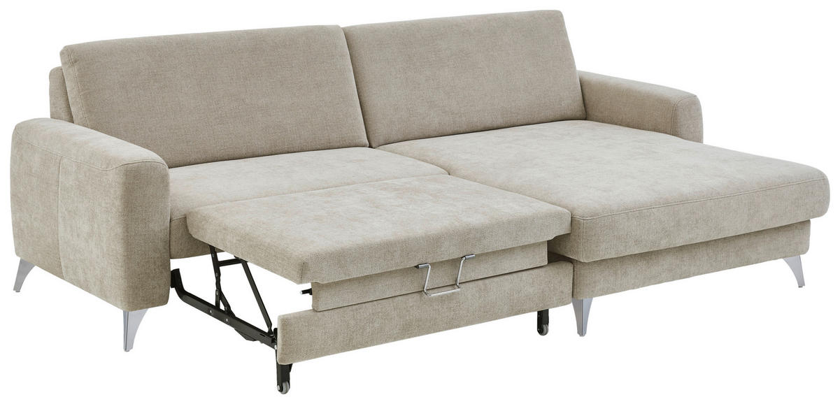 ECKSOFA  Chenille Beige  - Chromfarben/Beige, Design, Textil/Metall (167/222cm) - Beldomo Comfort