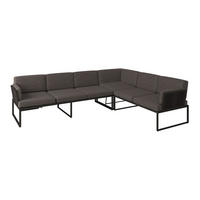 LOUNGEGARNITUR 280/217 cm Edelstahl  - Dunkelgrau/Schwarz, Design, Textil/Metall (280/217cm) - Amatio
