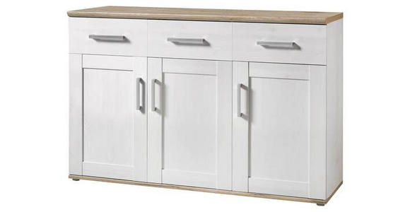 SIDEBOARD 140/88/45 cm  in Weiß, Lärchefarben  - Silberfarben/Lärchefarben, KONVENTIONELL, Holzwerkstoff/Kunststoff (140/88/45cm) - Xora