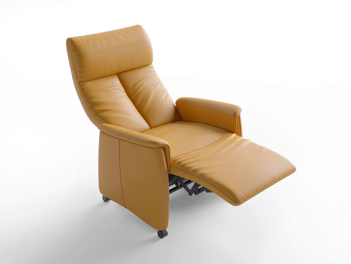 RELAXSESSEL in Leder Currygelb  - Currygelb/Schwarz, Basics, Leder/Kunststoff (76/114/84cm) - Sit & More