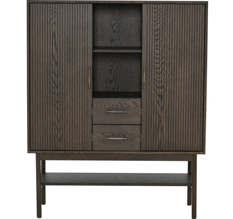 VITRINSKÅP  i faner ek brun  - brun, Modern, trä (110/135/40cm) - Best Price