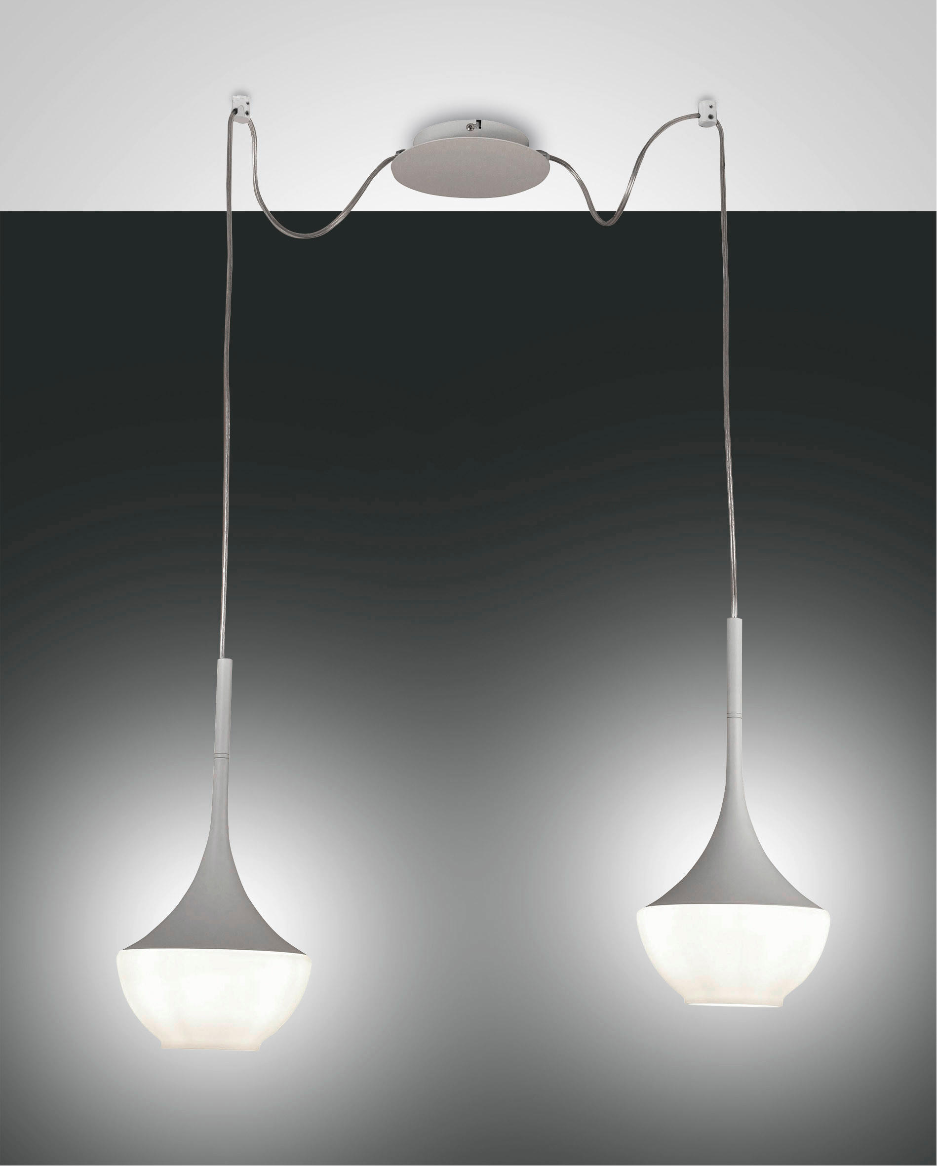 PENDELLEUCHTE 700/350 cm  - Weiß, Design, Glas/Metall (700/350cm) - Fabas Luce