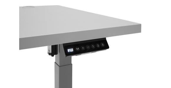 SCHREIBTISCH höhenverstellbar, Kabeldurchlass, Memoryschalter  - Silberfarben/Hellgrau, Basics, Holzwerkstoff/Metall (160/77/75-118cm) - Xora