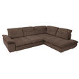 ECKSOFA Dunkelbraun Chenille  - Chromfarben/Dunkelbraun, Design, Textil (313/242cm) - Xora
