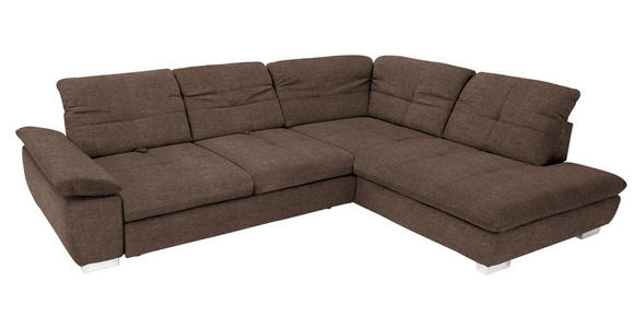 ECKSOFA Dunkelbraun Chenille  - Chromfarben/Dunkelbraun, Design, Textil (313/242cm) - Xora