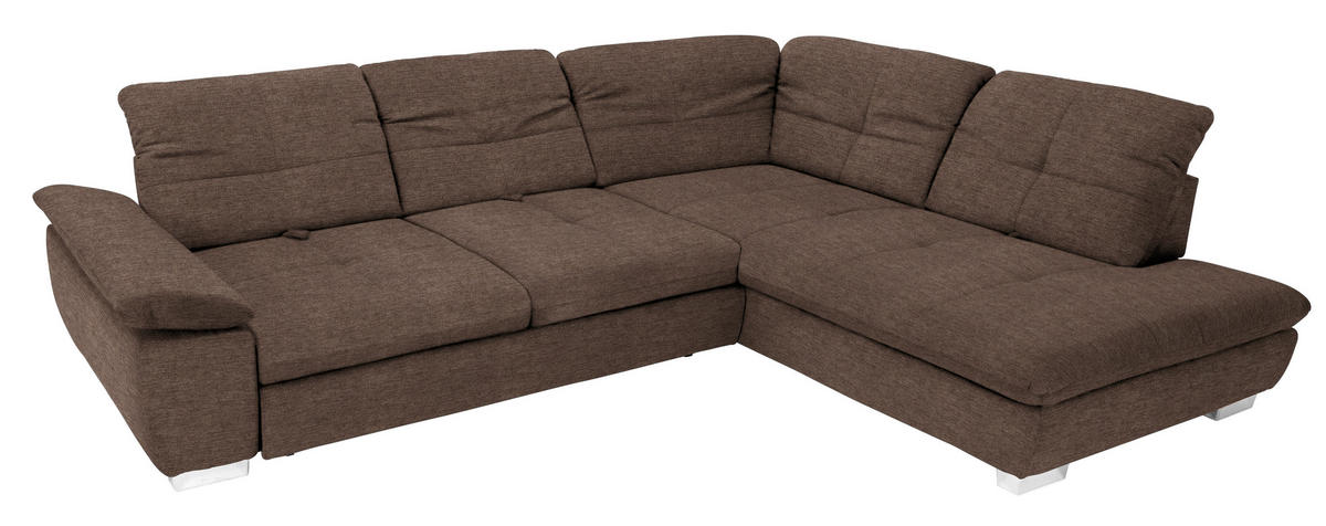 ECKSOFA Dunkelbraun Chenille  - Chromfarben/Dunkelbraun, Design, Textil (313/242cm) - Xora