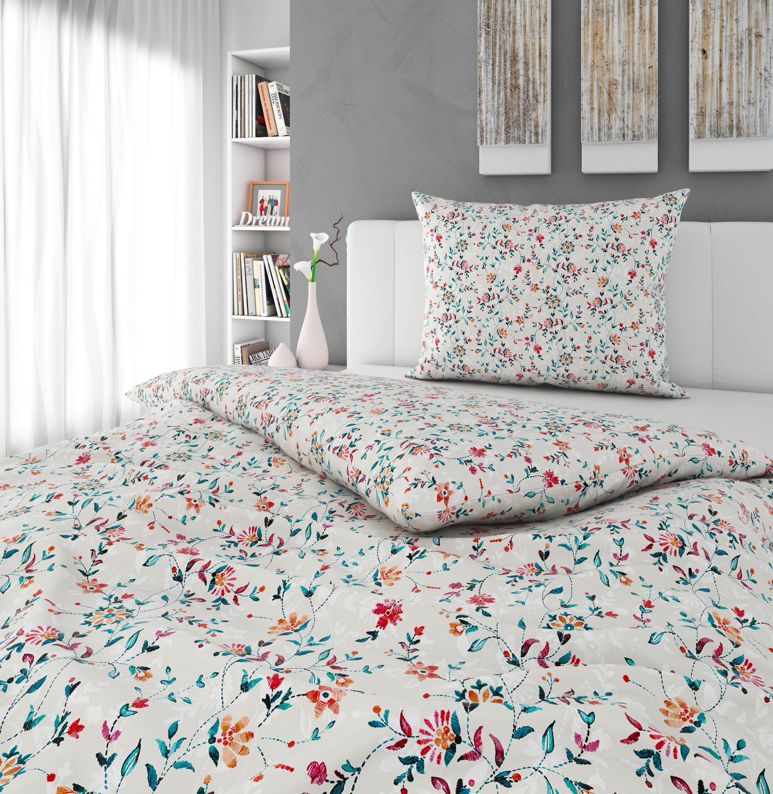 POSTELJINA MILLIE 140/200 cm saten višebojna  - višebojna, Konvencionalno, tekstil (140/200cm) - Esposa