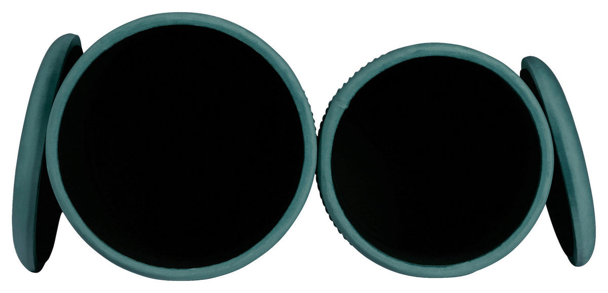 HOCKERSET Silberfarben, Petrol  - Silberfarben/Petrol, KONVENTIONELL, Kunststoff/Textil (31,5+36cm) - Kayoom