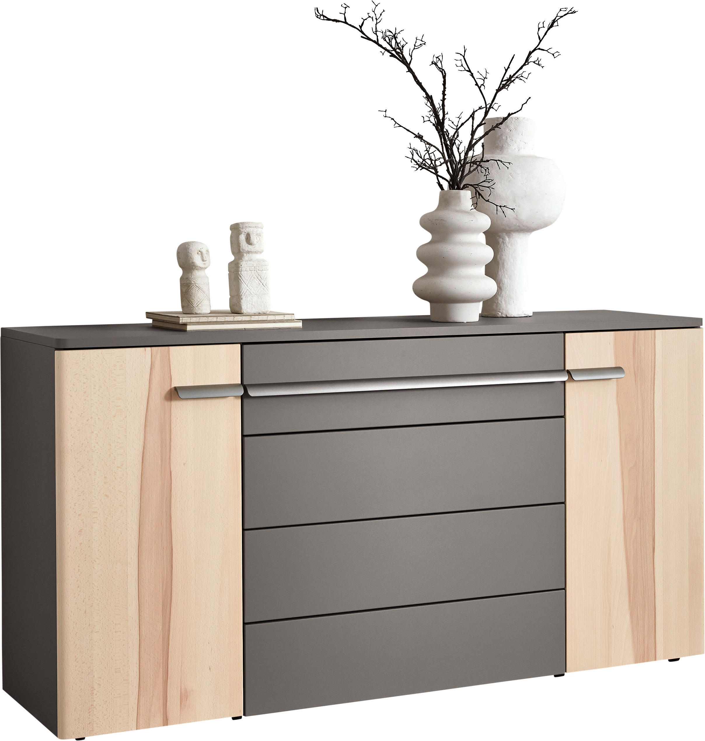 SIDEBOARD  in 153,6/80,7/45,4 cm  - Fango/Titanfarben, Design, Holz/Holzwerkstoff (153,6/80,7/45,4cm) - Valdera