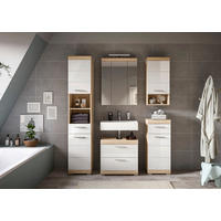 BADEZIMMER 5-teilig  in 134 cm  - Weiß Hochglanz/Silberfarben, MODERN, Glas/Holzwerkstoff (134cm) - MID.YOU