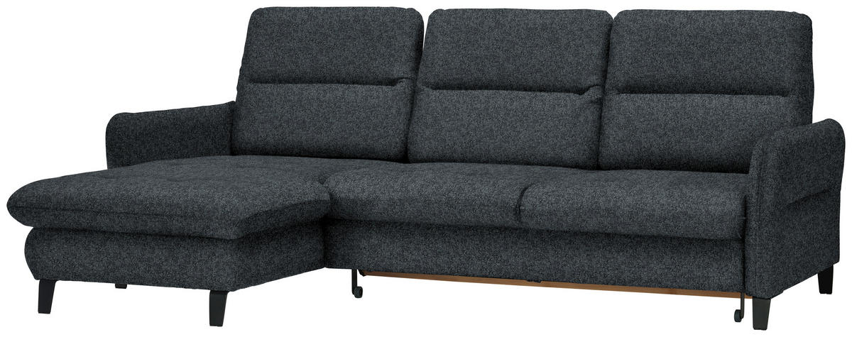 ECKSOFA Dunkelgrau Chenille  - Dunkelgrau/Schwarz, KONVENTIONELL, Textil/Metall (190/254cm) - Livetastic