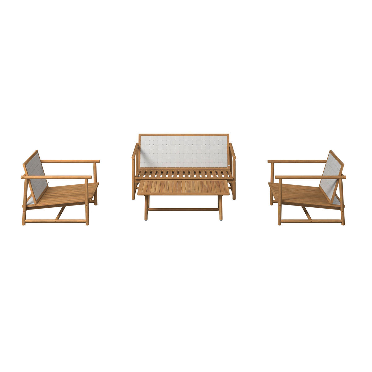 GARTENSET 4-teilig Webstoff Akaziemassiv 4-teilig  - Beige/Akaziefarben, Design, Holz/Textil (81/71/84cm) - Ambia Garden