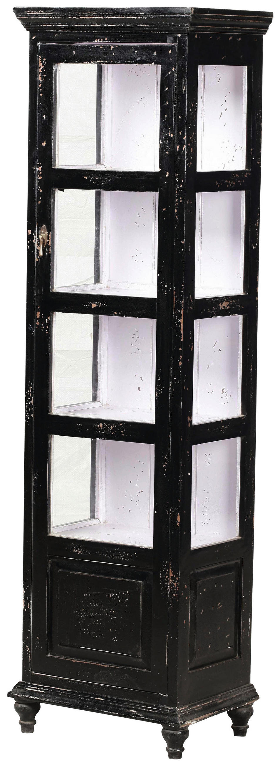 Vitrine in massiv Mangoholz Schwarz