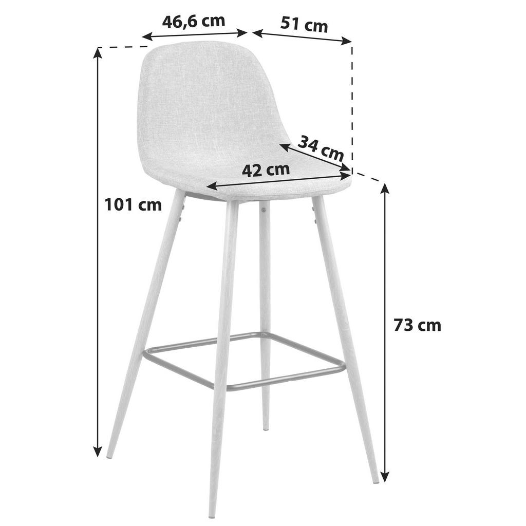 Thumbnail - Mid.you Barhocker, Hellgrau, Schwarz, Metall, Textil, 46.6x101x51 cm, Reach, Esszimmer, Barmöbel, Barhocker