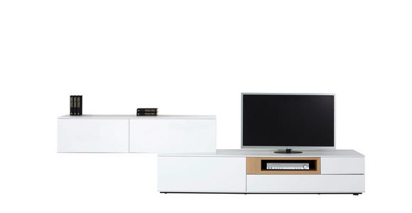 WOHNWAND Wildeiche furniert Eichefarben, Weiß - Eichefarben/Weiß, Design, Holz (315/77/47cm) - Dieter Knoll