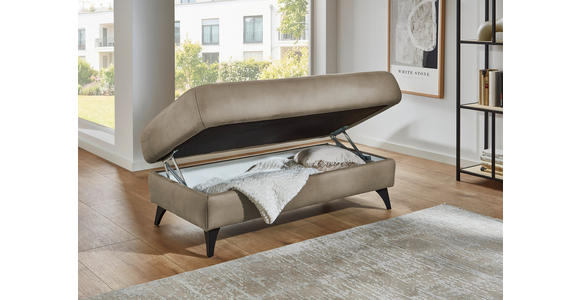 HOCKER Dieter Knoll Mikrofaser Beigebraun  - Beigebraun/Schwarz, Design, Textil/Metall (131/47/68cm) - Dieter Knoll