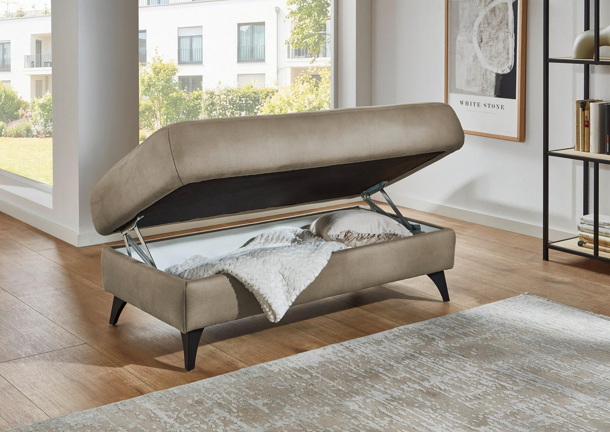 HOCKER Dieter Knoll Mikrofaser Beigebraun  - Beigebraun/Schwarz, Design, Textil/Metall (131/47/68cm) - Dieter Knoll