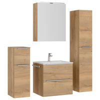 BADEZIMMER 5-teilig  in 121 cm  - Edelstahlfarben/Eichefarben, MODERN, Holzwerkstoff/Stein (121cm) - Nobilia