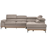 ECKSOFA Hellbraun Webstoff  - Hellbraun/Schwarz, Natur, Holz/Textil (282/226cm) - Novel