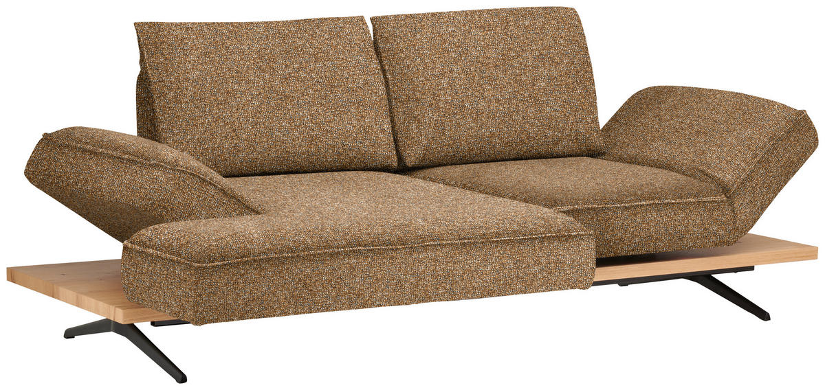 ECKSOFA  in Chenille Cognac  132/240 cm  - Cognac/Schwarz, Design, Holz/Textil (132/240cm) - Koinor