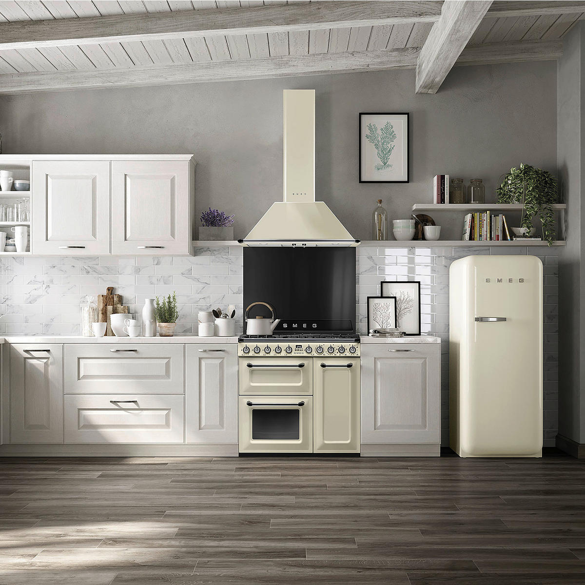 KÜHLSCHRANK 60,1/153/76,8 cm  - Creme, Basics, Glas/Metall (60,1/153/76,8cm) - SMEG