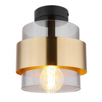 DECKENLEUCHTE  18/21,5 cm    - Messingfarben/Schwarz, Design, Glas/Metall (18/21,5cm) - Globo