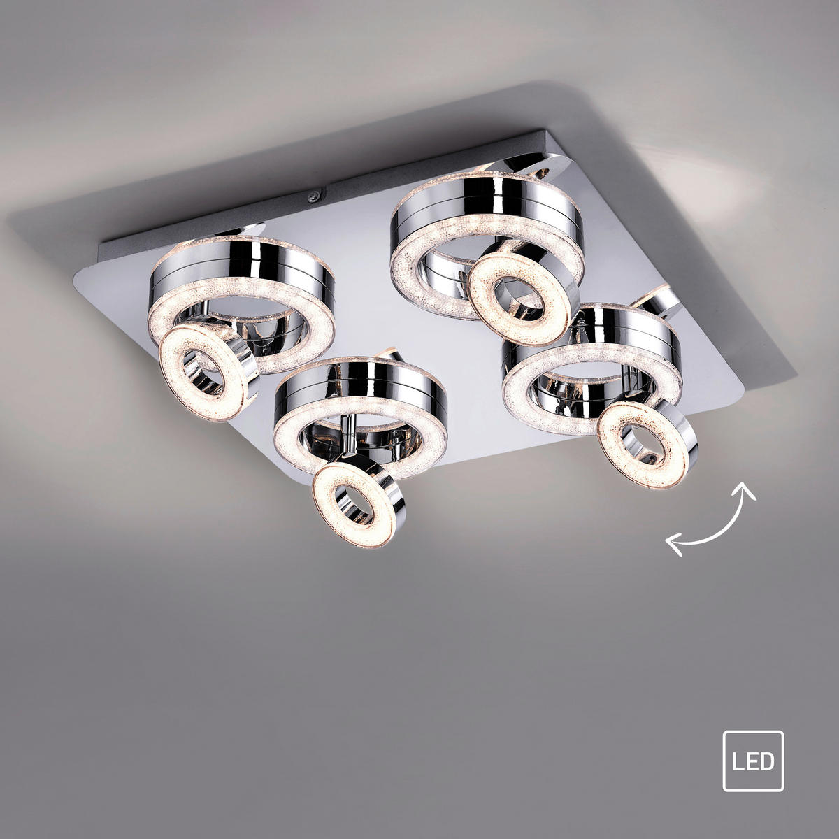 LED SVJETILJKA STROPNA  - boje kroma, Design, metal/plastika (40/40/13cm)