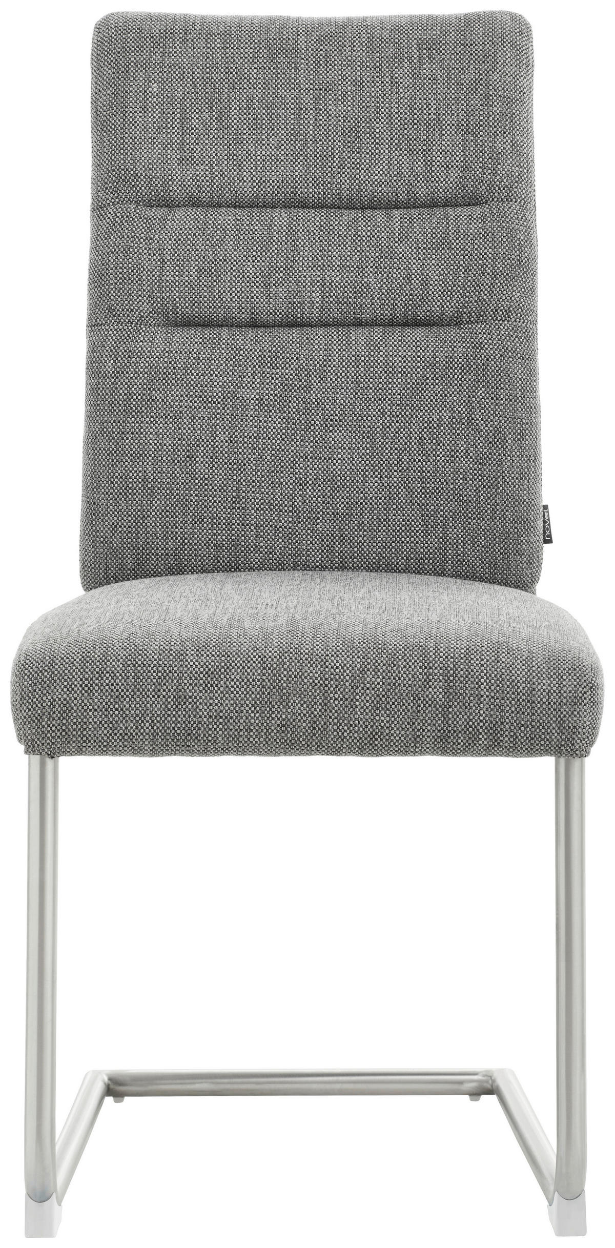 SZÁNKÓTALPAS SZÉK fém, textil nemesacél, világosszürke  - világosszürke/nemesacél, Design, textil/fém (48/98/63cm) - Novel