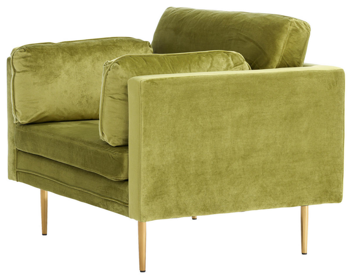 SESSEL in Velours Grün, Goldfarben  - Goldfarben/Grün, Design, Textil/Metall (110/84/86cm) - Livetastic