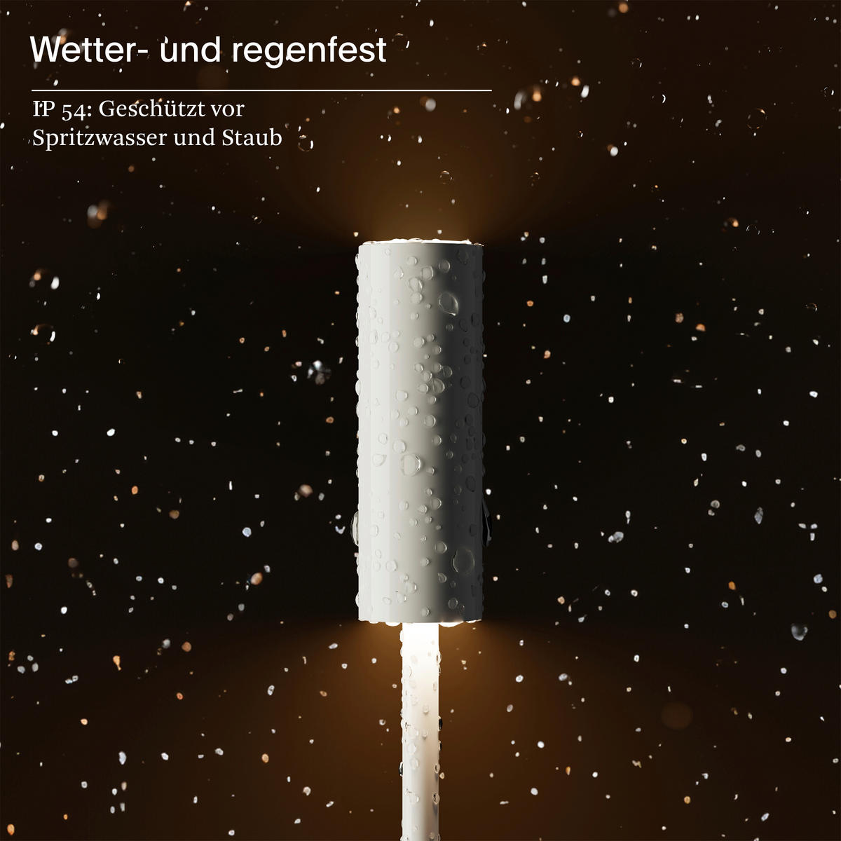 AKKU-TISCHLEUCHTE Nucandle 8,5/8,5/30 cm   - Chromfarben/Weiß Hochglanz, KONVENTIONELL, Metall (8,5/8,5/30cm)