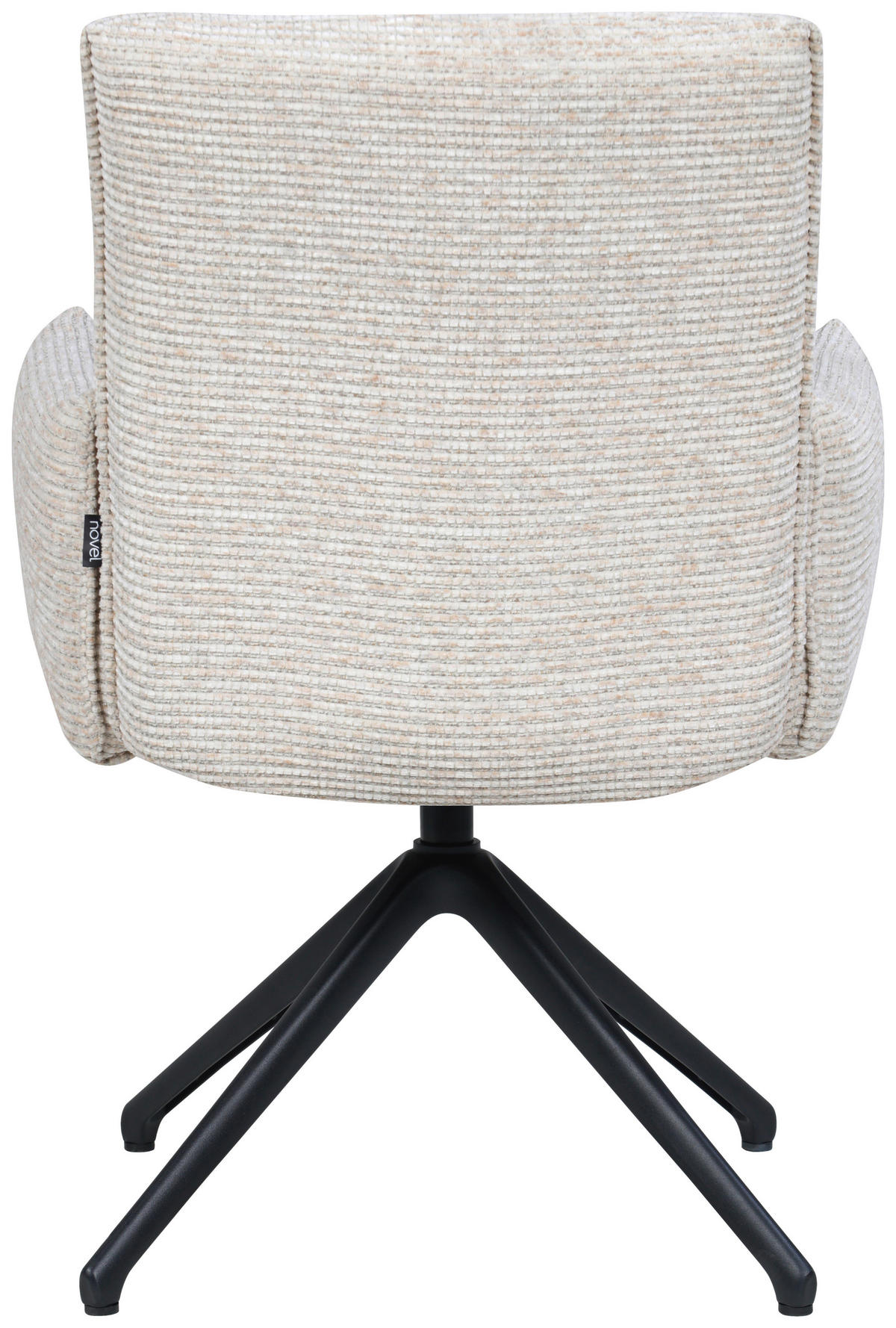 ARMLEHNSTUHL  Sitzfläche 360° drehbar, inklusive Armlehnen, automatische Rückholfunktion Webstoff  - Beige/Schwarz, Design, Textil/Metall (65/91/65cm) - Novel