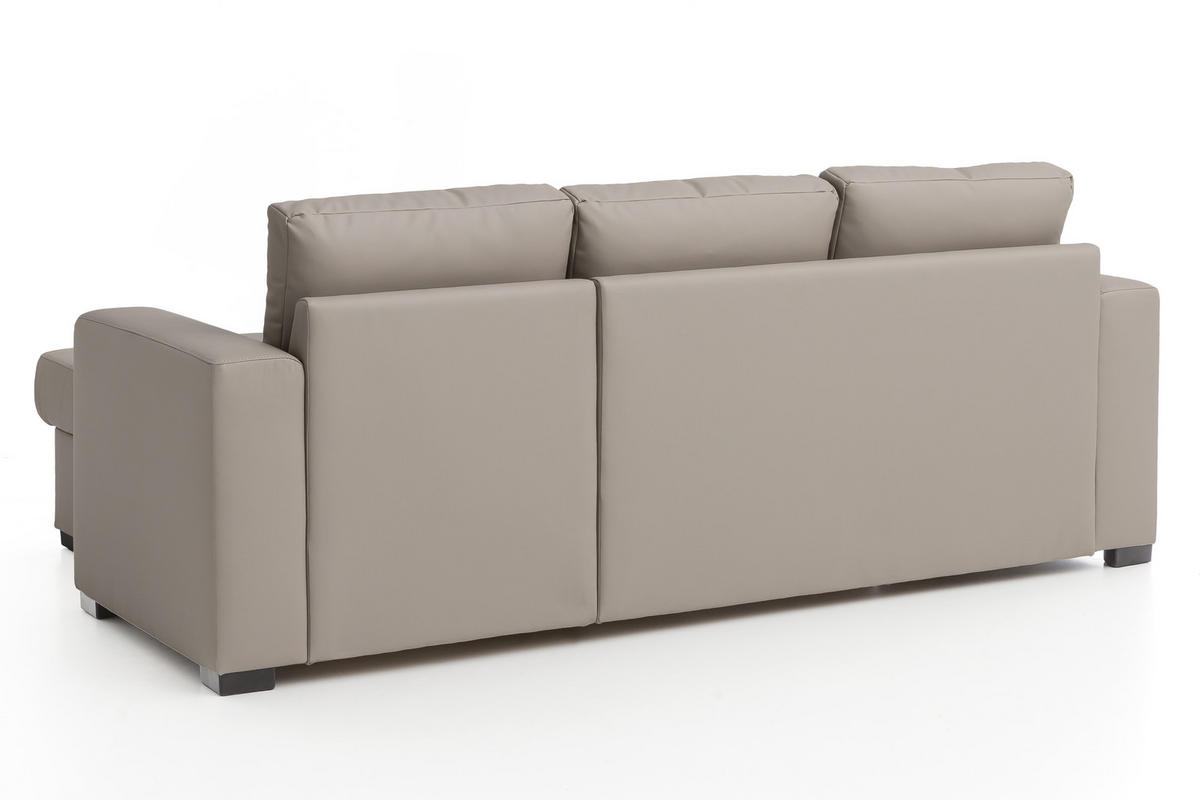 ECKSOFA Sandfarben Lederlook  - Sandfarben, Basics, Kunststoff/Textil (220/150cm) - MID.YOU