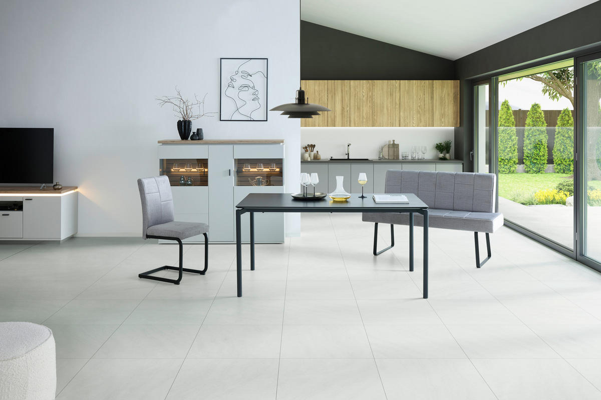 SITZBANK 140/88/62 cm Samt Hellgrau  - Hellbraun/Hellgrau, KONVENTIONELL, Textil/Metall (140/88/62cm) - MID.YOU